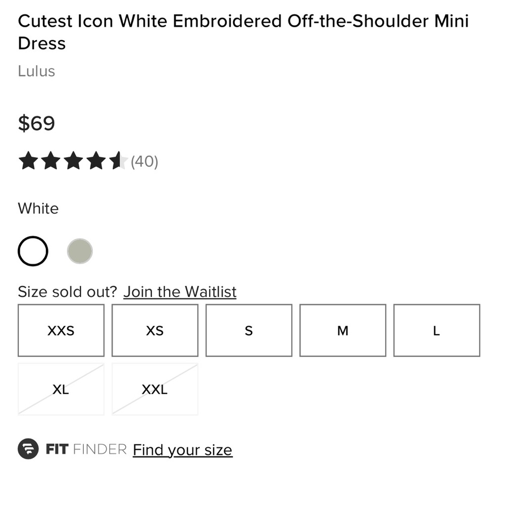 Lulus NWOT Cutest Icon White Embroidered Off-the-Shoulder Mini Dress - Picture 7 of 12